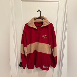 The Edge 49ers Red and Tan Pullover Zip Sweater